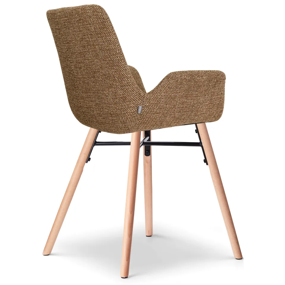 Nolon Nena-Eef eetkamerstoel bruin blend - houten onderstel, foto 3