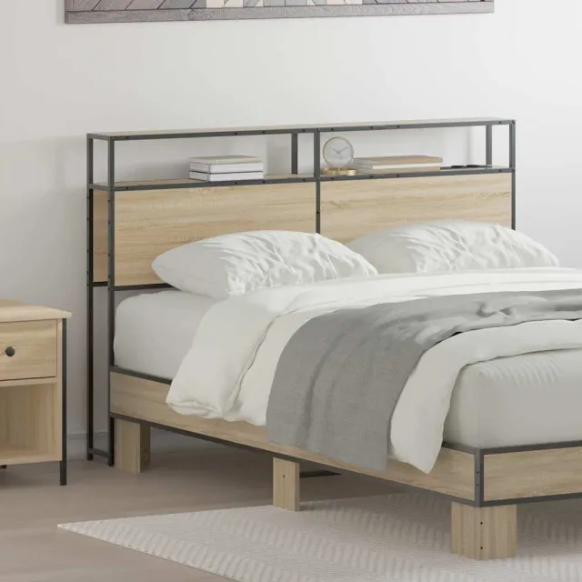 vidaXL Opberghoofdbord Sonoma eiken 135 cm Bewerkt hout Bruin