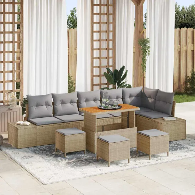 vidaXL Tuinbankenset 10 st Beige poly rattan, foto 2