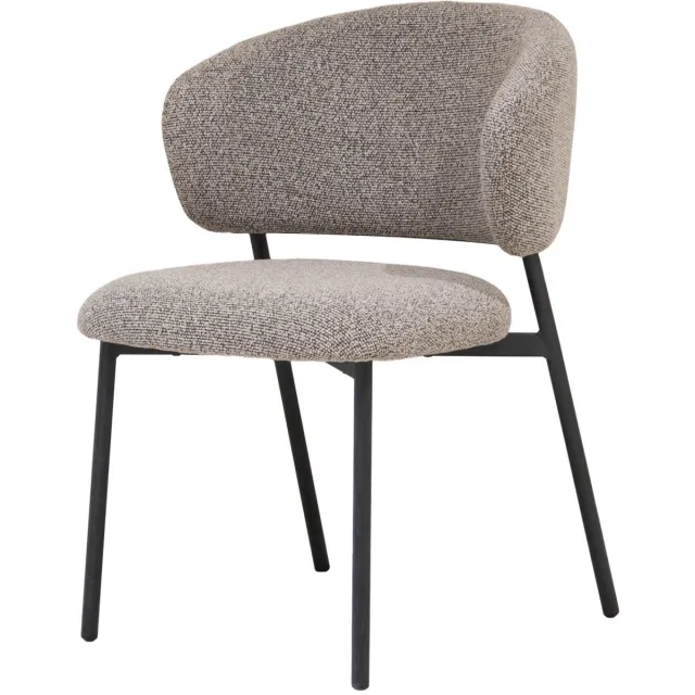 Giga Meubel Eetkamerstoel Feya - Taupe/Zwart - 51x53x81cm - Set van 2