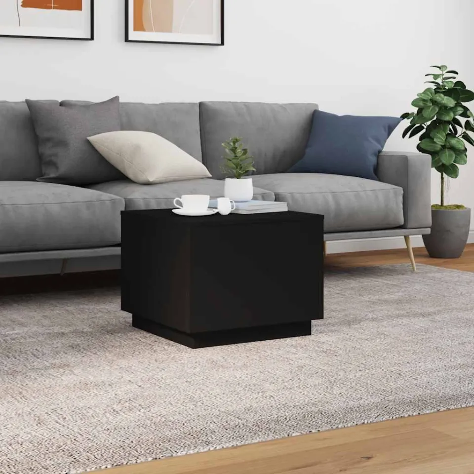vidaXL Salontafel met LED-verlichting 50x50x40 cm zwart, foto 3