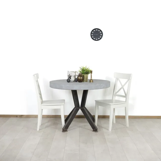Industriele tafel Howard met rond betonlook blad