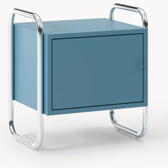 Westwing Collection Metalen nachtkastje Robyn, links- of rechtsdraaiend blauw, zilverkleurig