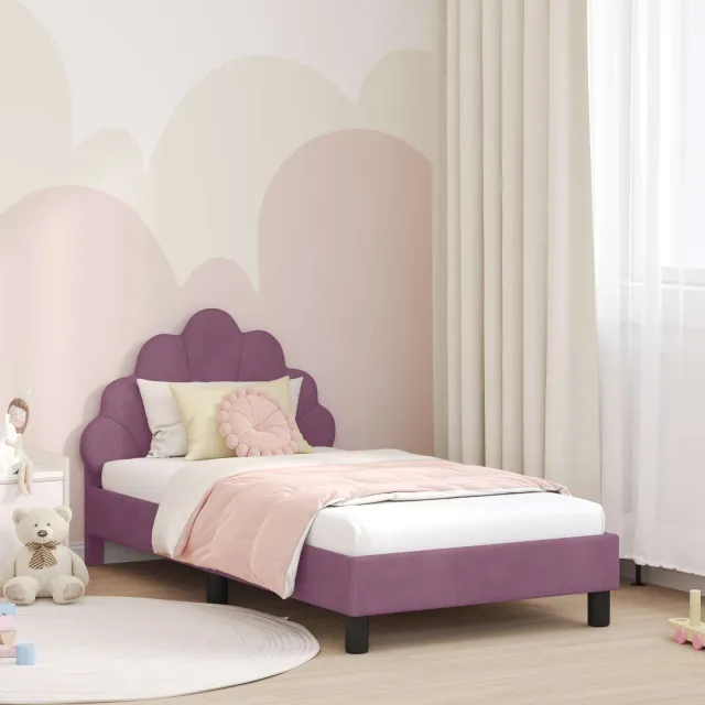 vidaXL Bedframe voor kinderen met hoofdbord Paars 80 x 160 cm Fluweel