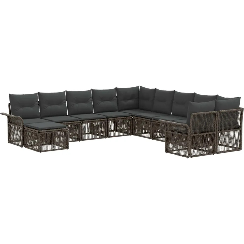 vidaXL Tuinbankenset 11 st 11-zits Grijs en Donkergrijs poly rattan, foto 3