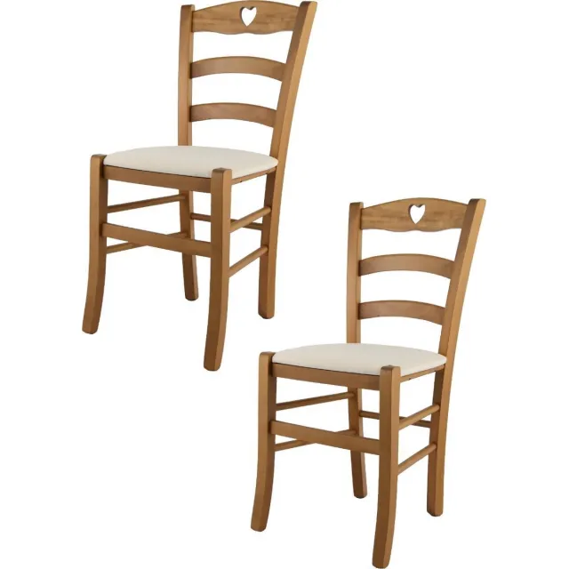 t m c s Tommychairs Cuore - Eetkamerstoelen - Set van 2 - Eikenhout - Stof