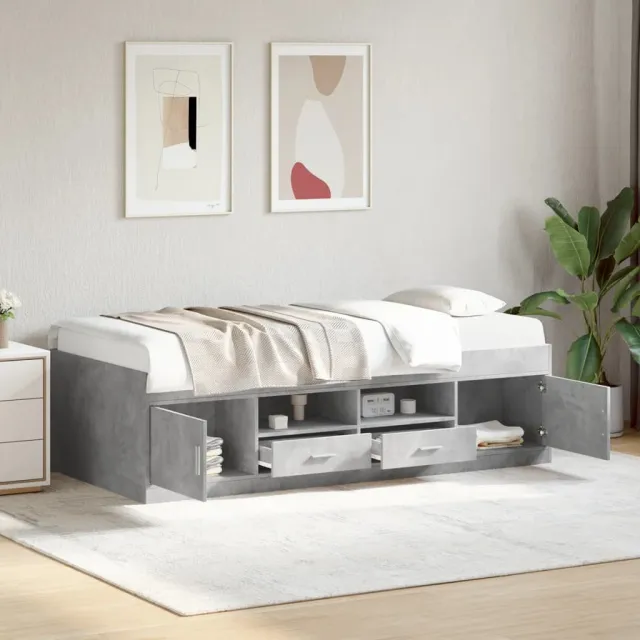 vidaXL Slaapbank met lades zonder matras 90x200 cm betongrijs grijs