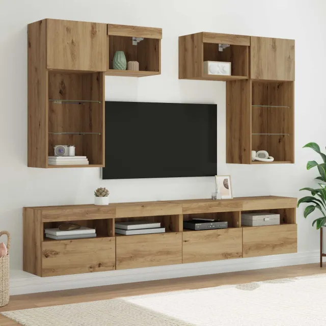 vidaXL TV Wandmeubels 6 st 100 x 30 x 40 cm Oud Hout Bruin