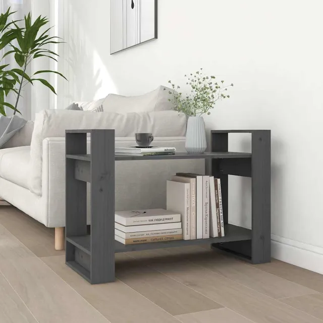 vidaXL Boekenkast/kamerscherm 80x35x56,5 cm massief grenenhout grijs