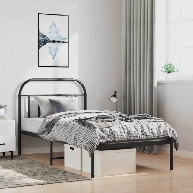 vidaXL Bedframe met hoofdbord metaal zwart 100x200 cm