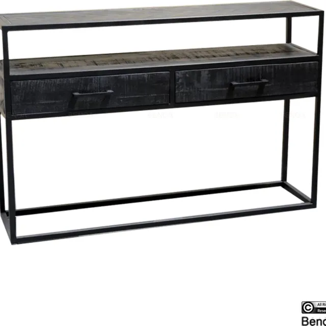 Benoa Sidetable Jax visgraat mangohout 140 cm - Zwart