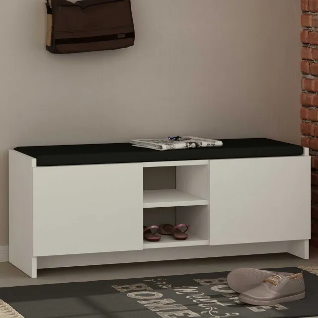 Skye Decor , Schoenenkast, Zulla - White, Gemelamineerde spaanplaat, Wit, 110 x 37 x 43 cm