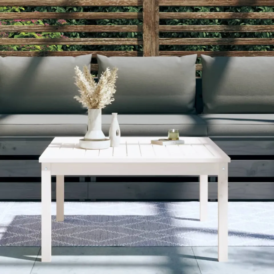vidaXL Tuintafel 82,5x82,5x45 cm massief grenenhout wit, foto 3