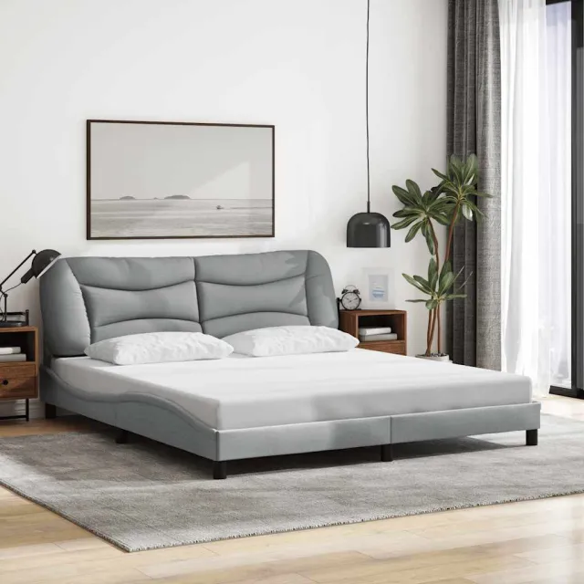 vidaXL Bedframe zonder matras "Hvar" stof lichtgrijs 180x200 cm