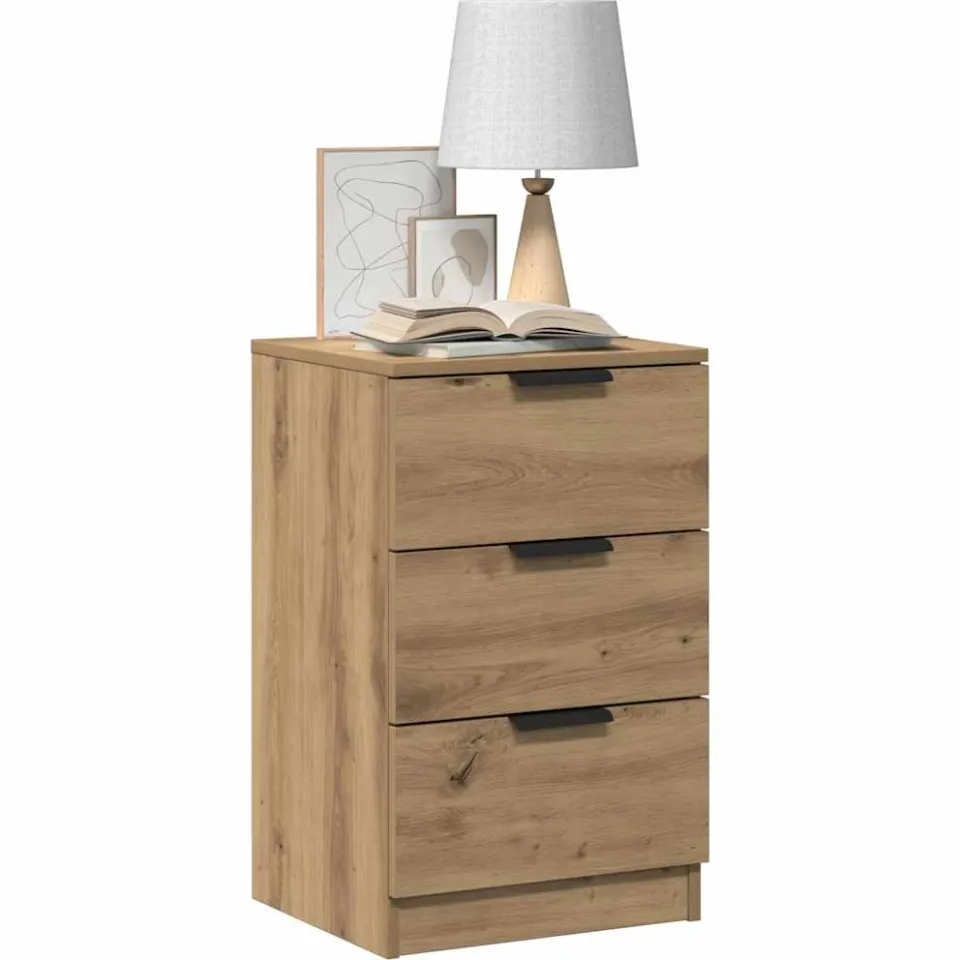 vidaXL Nachtkastjes 2 st 40x36x65cm bewerkt hout artisanaal eikenkleur, foto 3