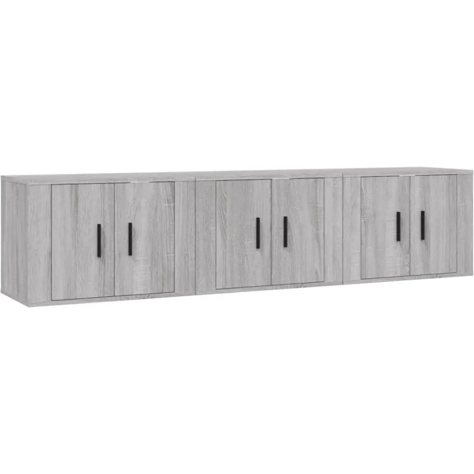 vidaXL Tv-wandmeubels 3 st 57x34,5x40 cm grijs sonoma eikenkleurig, foto 3