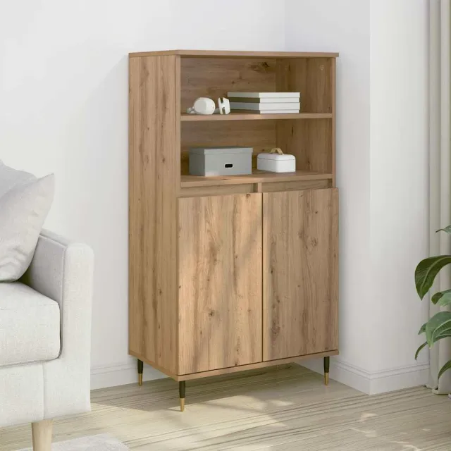 vidaXL Hoge kast 60x36x110 cm bewerkt hout artisanaal eikenkleurig, foto 2