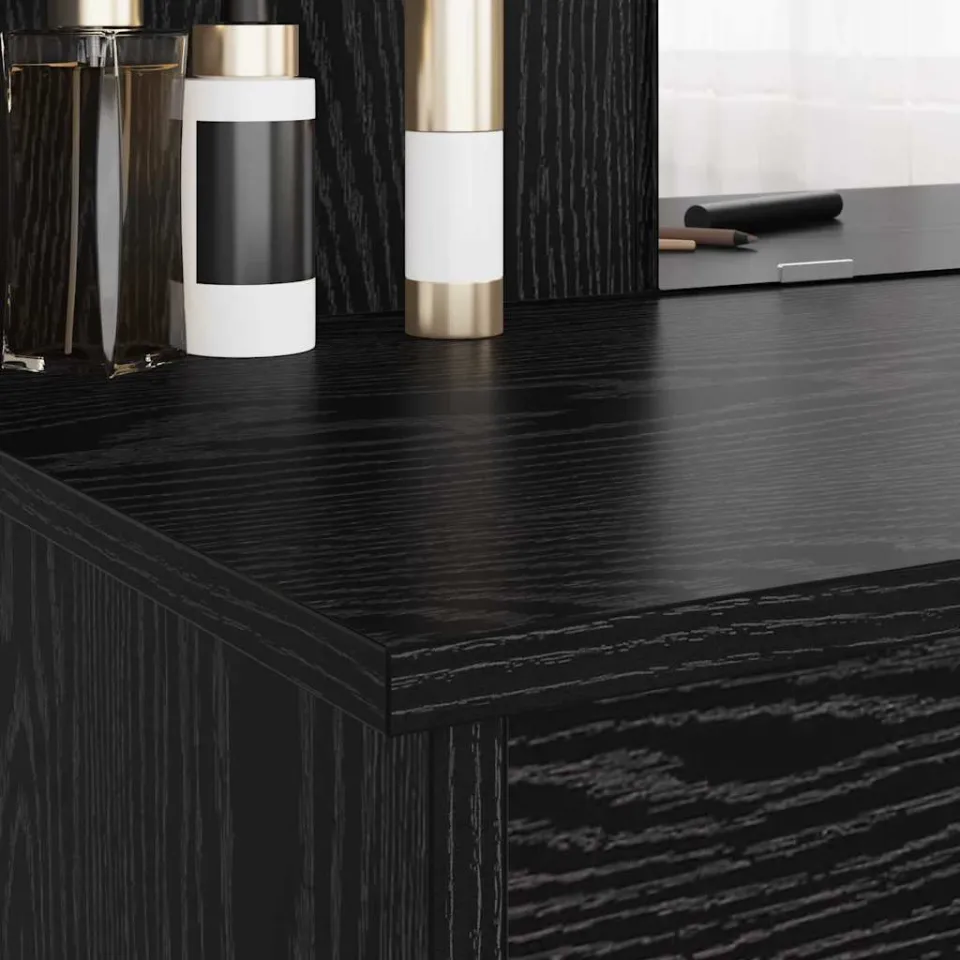 vidaXL Kleedtafel met Spiegel Zwart Eiken 96 x 39 x 142 cm, foto 3