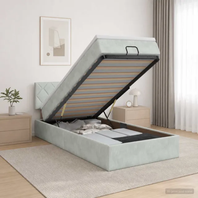 vidaXL Ottoman bed met matras Lichtgrijs 100 x 200 cm Fluweel