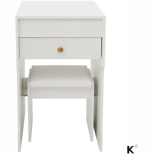 Klarven Kaptafel met Spiegel - Kaptafel Wit - Kaptafel met Kruk - Make-up Tafel - Ruime Opbergruimte voor Cosmetica - Compacte Opbergvakken