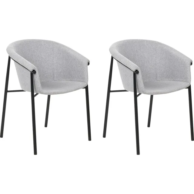 Beliani AMES - Eetkamerstoel set van 2 - Lichtgrijs - Polyester