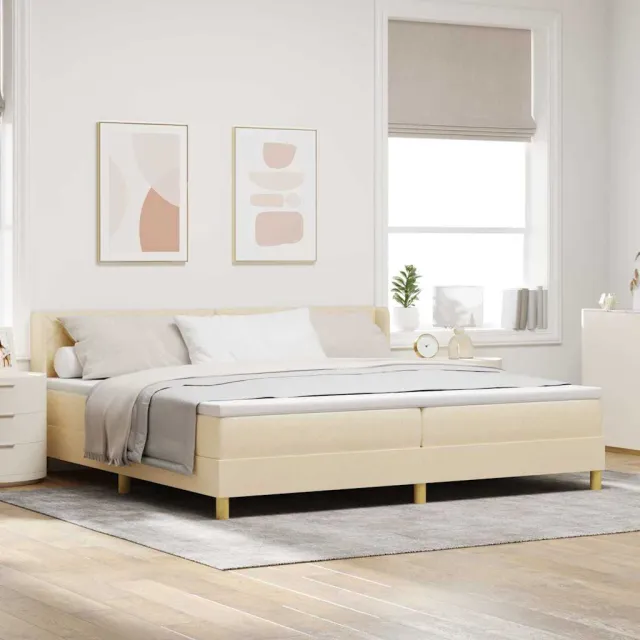 vidaXL Boxspringbed met hoofdeinde Crème 200 x 200 cm Stof