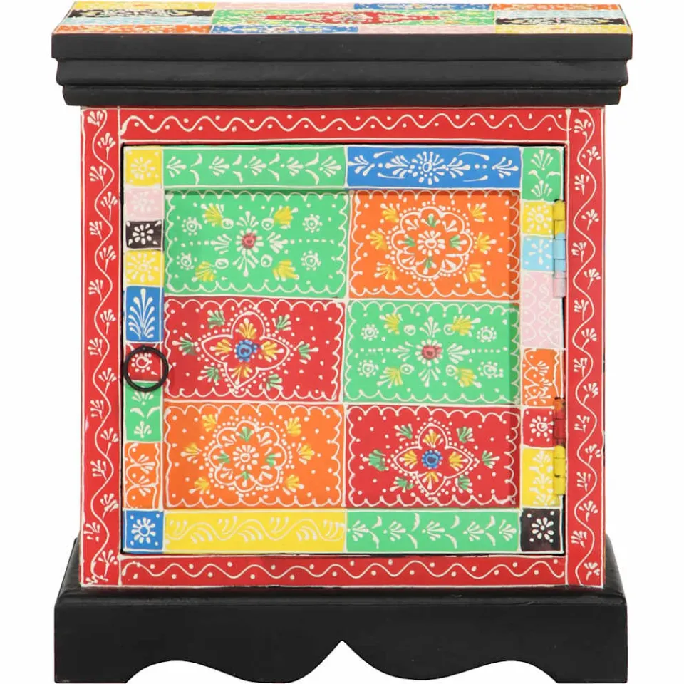 vidaXL Nachtkastje 2 st 40x35x45 cm massief mangohout mango meerkleurig, foto 2