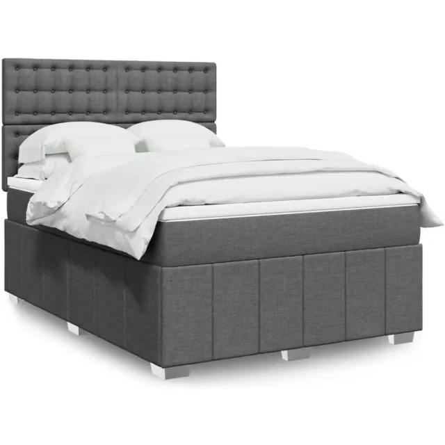 vidaXL Boxspring met matras stof donkergrijs 160x200 cm grijs