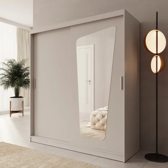 MEUBELLA Moyo - Kledingkast - 2 schuifdeuren - Beige - 180x62x200 cm