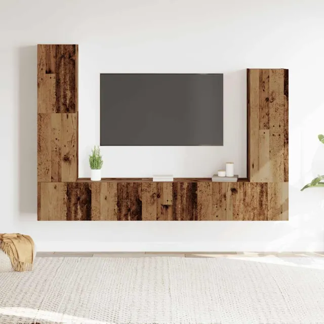 vidaXL 4-delig Tv-meubelset wandmontage bewerkt hout oud houtkleurig bruin
