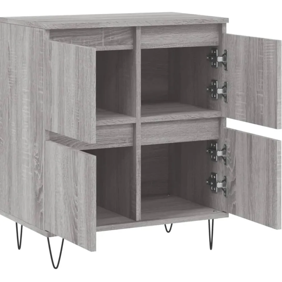 vidaXL Dressoir 60x35x70 cm bewerkt hout grijs sonoma eikenkleurig, foto 4