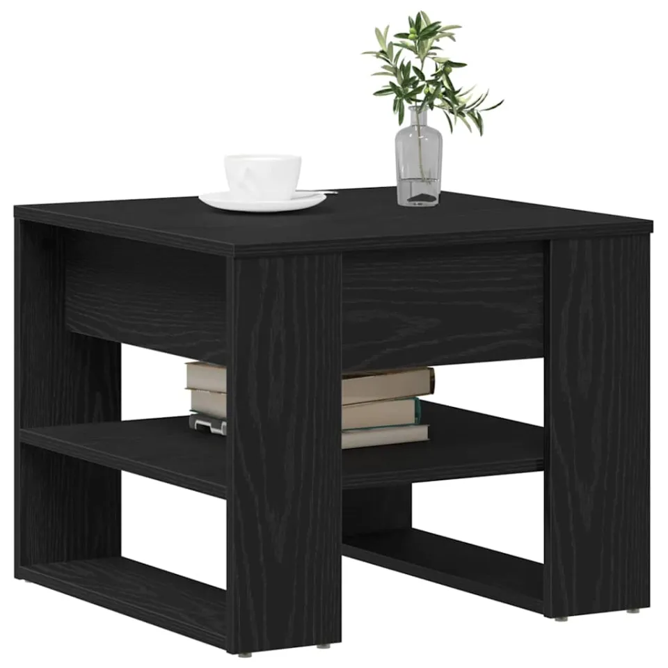 vidaXL Salontafel Zwart Eiken 55,5 x 55 x 45 cm Bewerkt hout