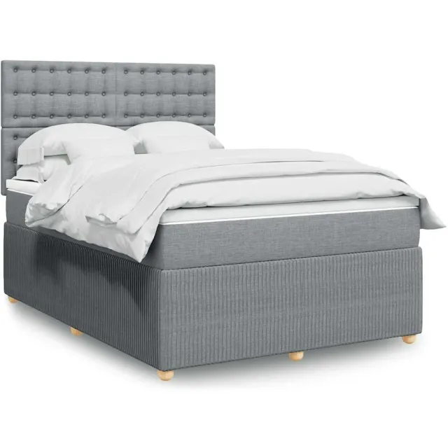 vidaXL Boxspring met matras stof lichtgrijs 140x190 cm grijs