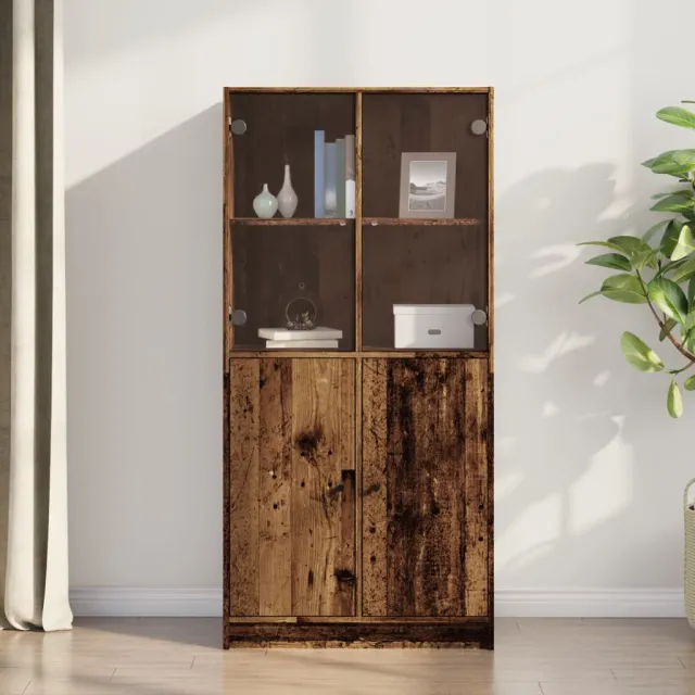 vidaXL Hoge kast met deuren 68x37x142 cm bewerkt hout oud houtkleurig Bruin