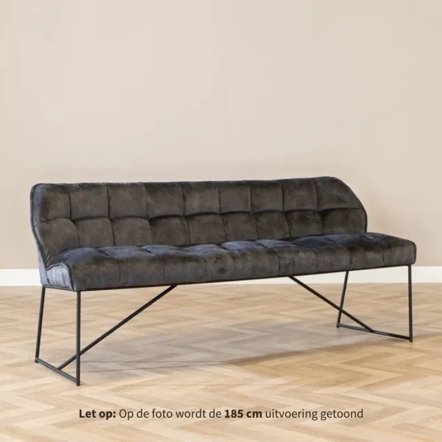 Bronx71 Velvet eetkamerbank Janna antraciet 155 cm - eettafelbank - eetbank