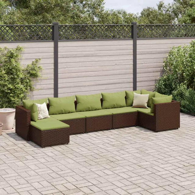 vidaXL 7-delige Loungeset met kussens poly rattan bruin, foto 2