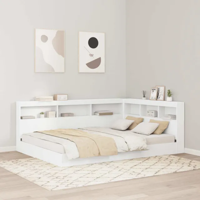 vidaXL Boekenkast Bed met plank Wit 140 x 200 cm Bewerkt hout