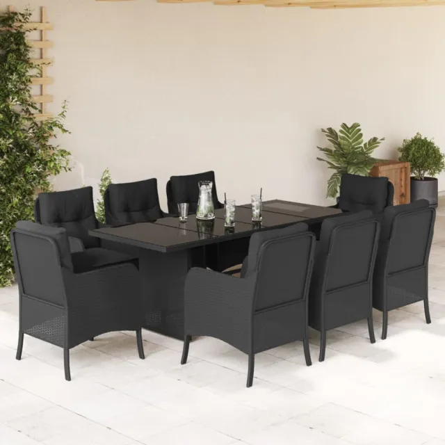 vidaXL 9-delige Tuinset poly rattan zwart, foto 2