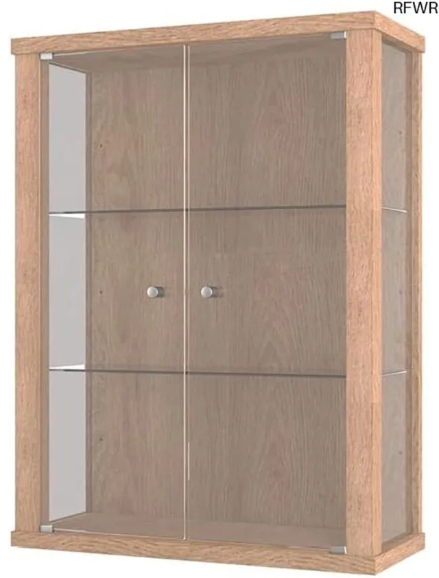 RFWR Vitrinekast Wand met Verstelbare Glasplanken - Stijlvolle Gecombineerde Wandkast voor Collecties en Decoratie Winchester eik