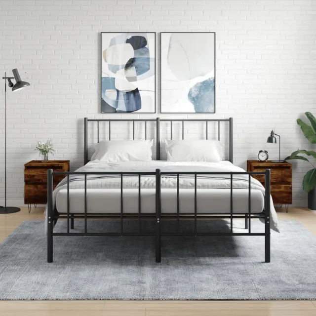 vidaXL Nachtkastjes 2 st 40x35x50 cm bewerkt hout gerookt eikenkleurig, foto 2