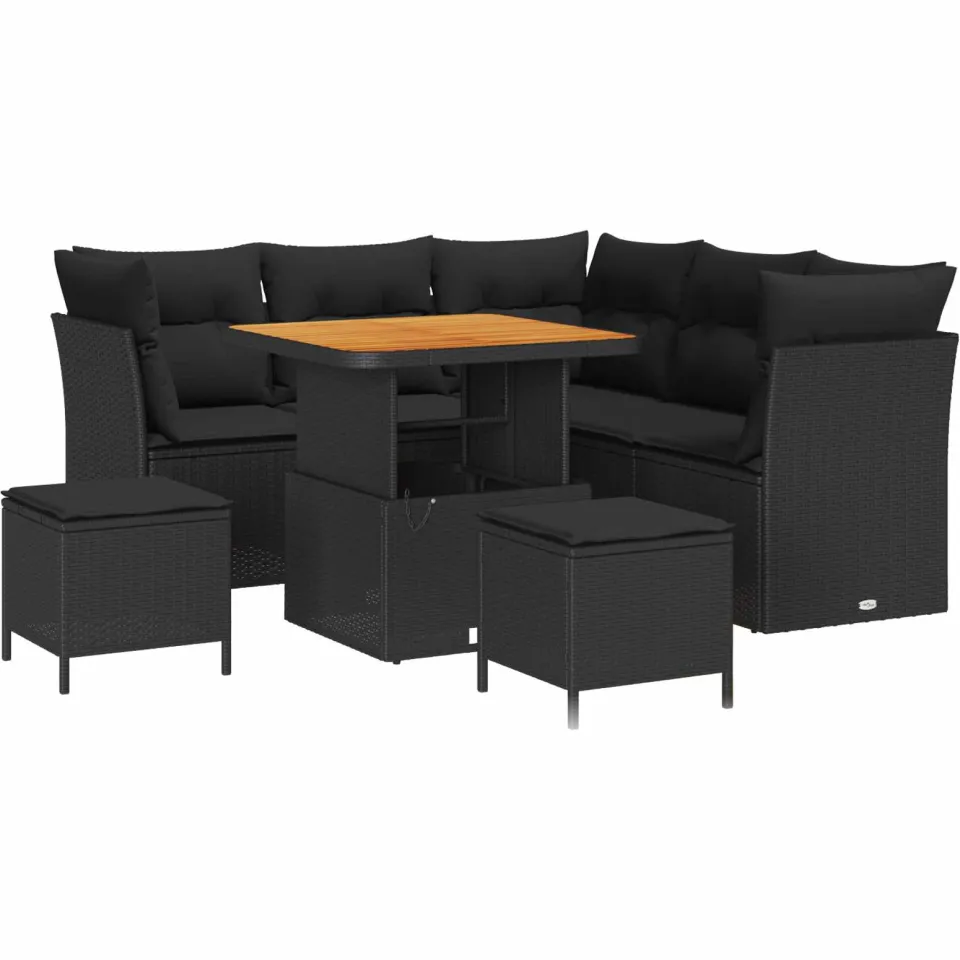 vidaXL Tuinbankenset 8 st Zwart poly rattan