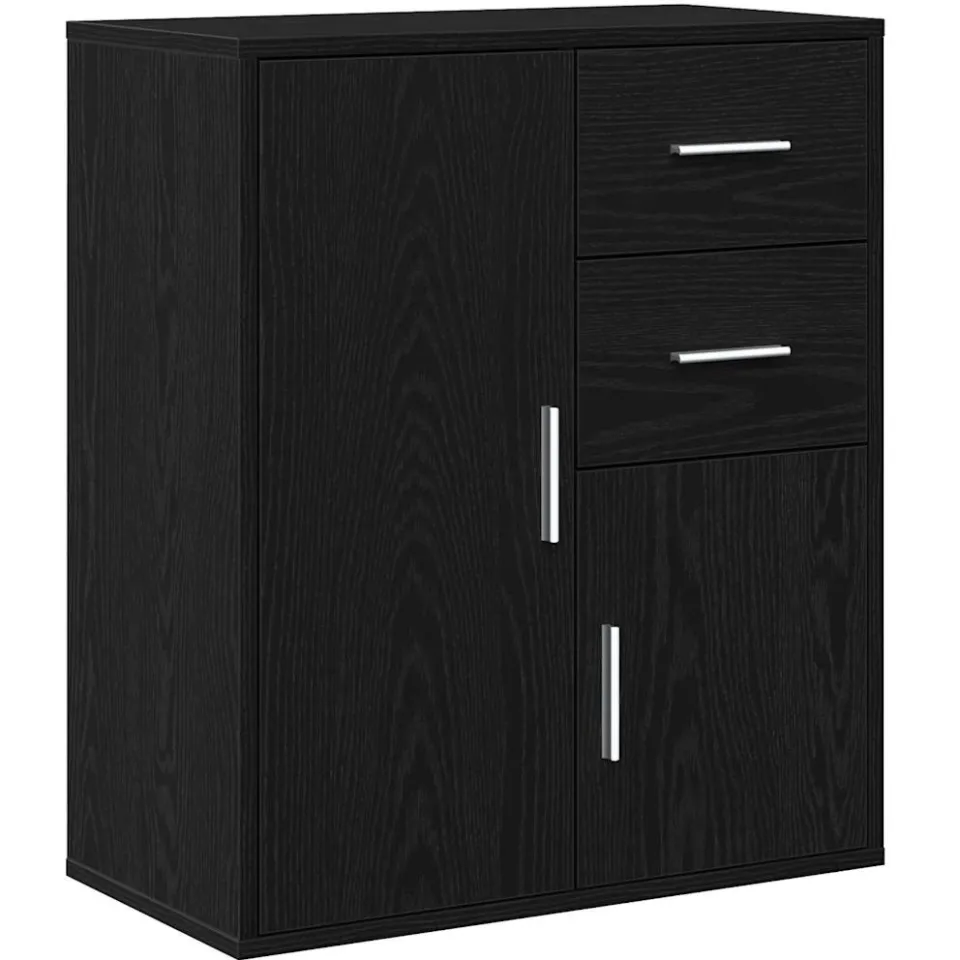 vidaXL Dressoir Zwart Eiken 60 x 31 x 70 cm Bewerkt hout, foto 3