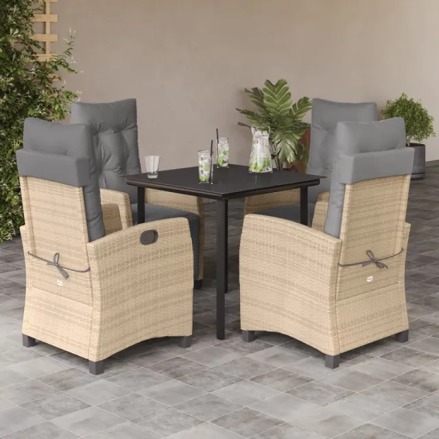vidaXL 5-delige Tuinset met kussens poly rattan gemengd beige, foto 2