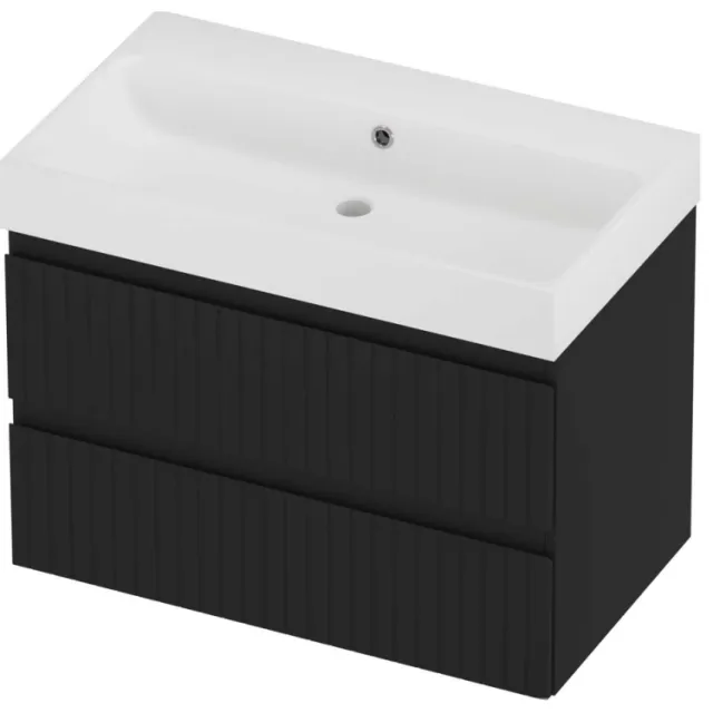 Proline Podium Badmeubelset Polystone Loft Gefreesd 80x46x62 cm Mat White Mat Zwart