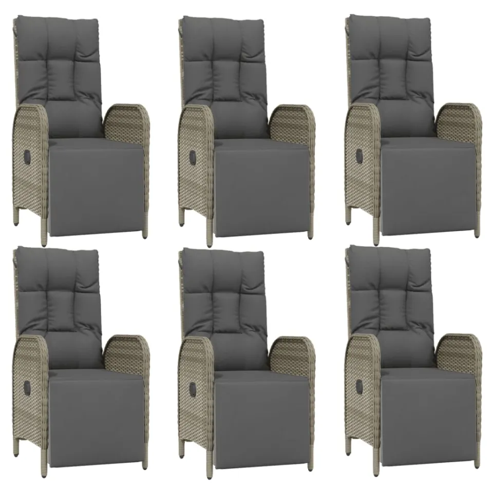 vidaXL 7-delige Tuinset met kussens poly rattan grijs, foto 3