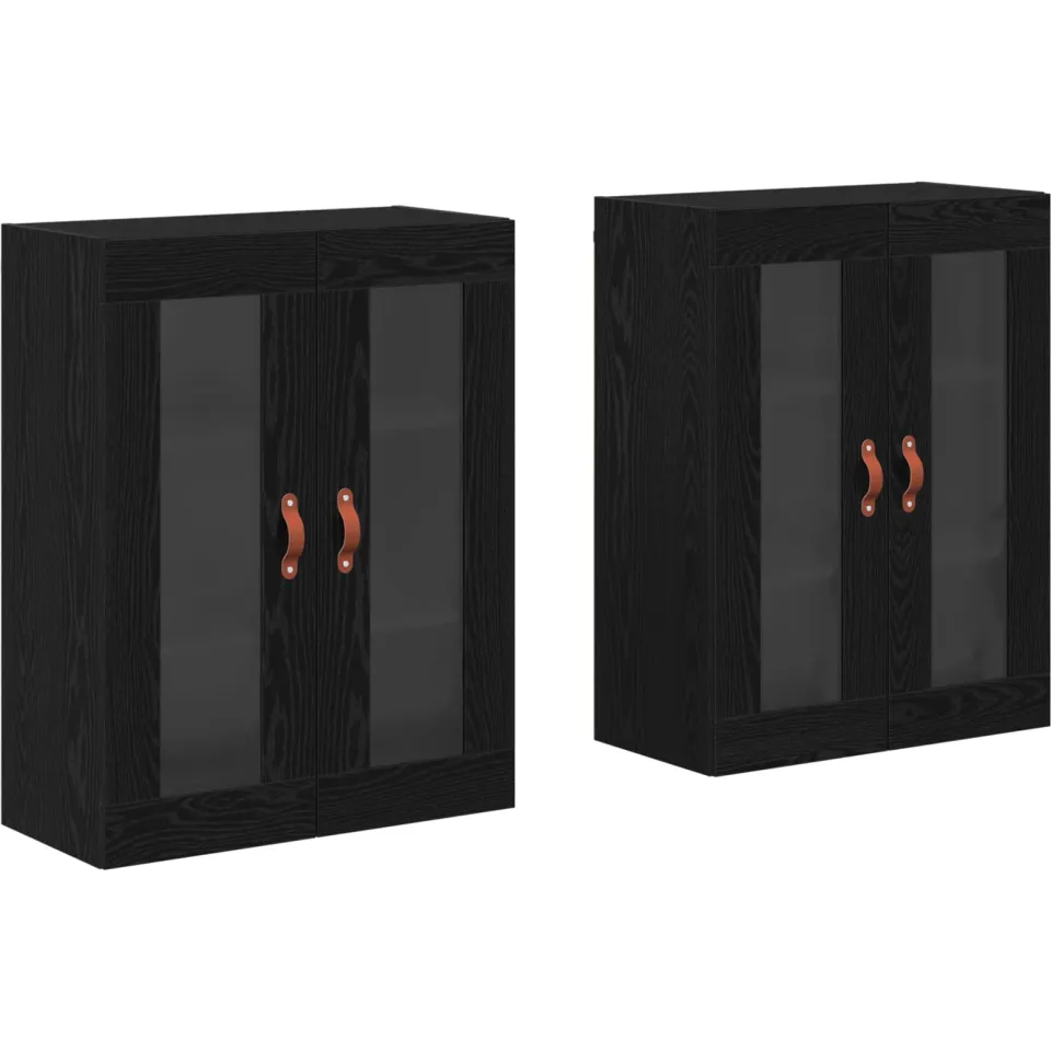 vidaXL Wandkasten 2 st Zwart Eiken 69,5 x 34 x 90 cm Bewerkt hout, foto 3