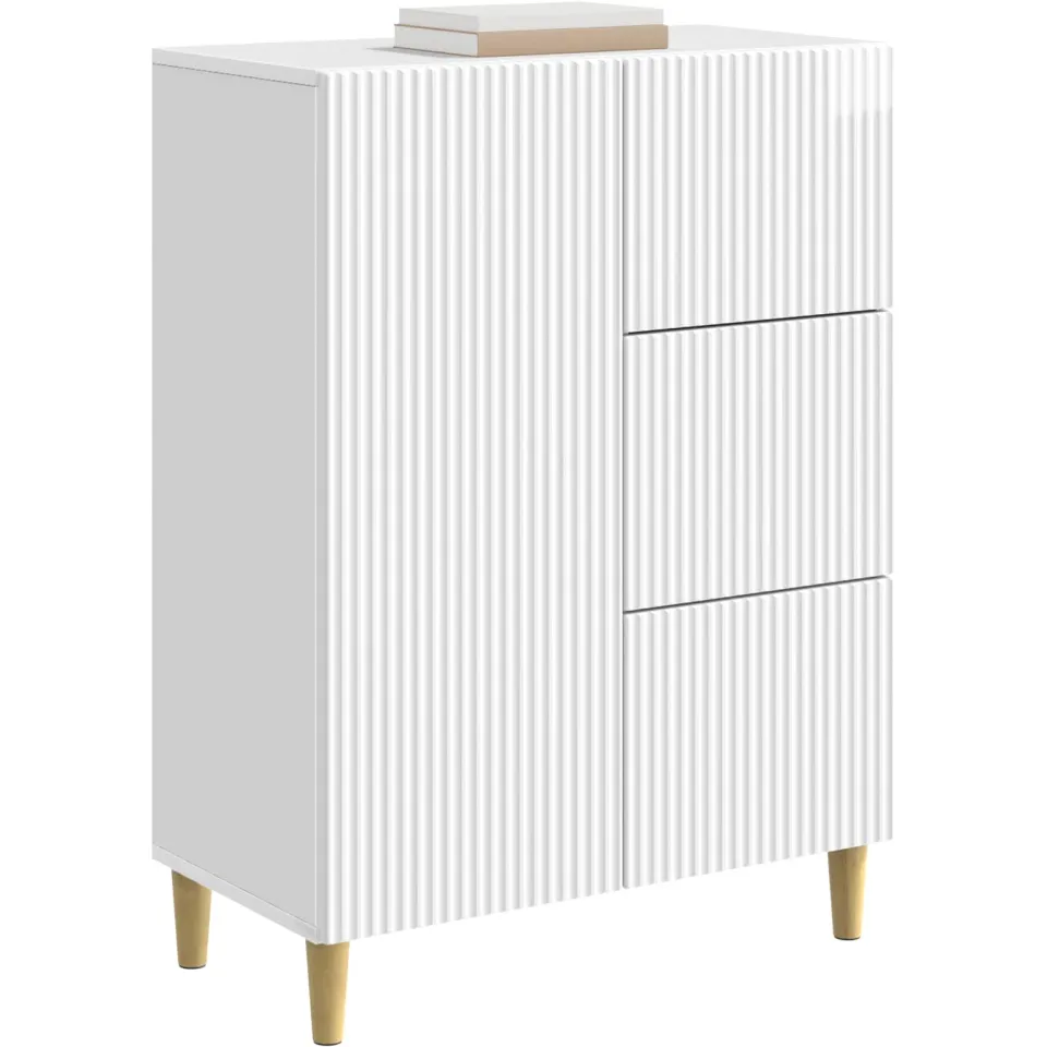 vidaXL Dressoir met lade Hoogglans Wit 66 x 34,5 x 90 cm Bewerkt hout