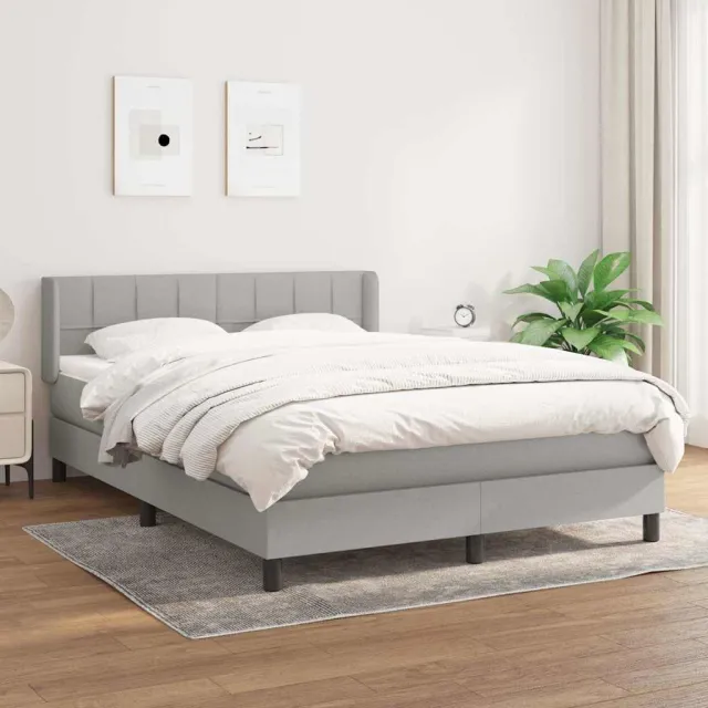 vidaXL Boxspring met matras stof lichtgrijs 140x190 cm grijs