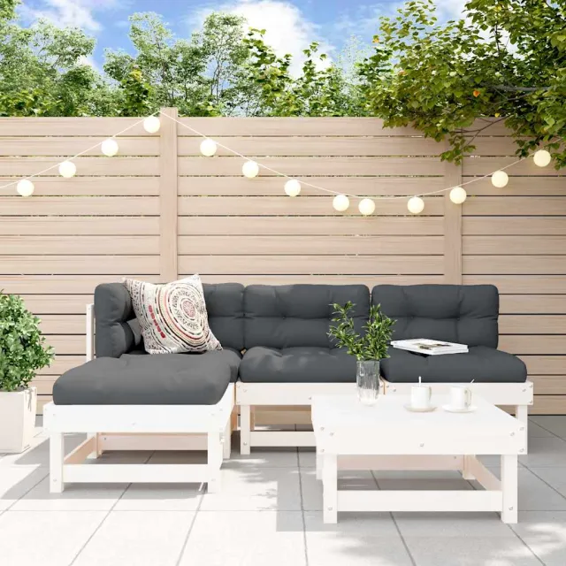 vidaXL 5-delige Loungeset massief grenenhout wit, foto 2
