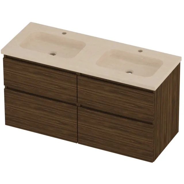 Proline Rollo Badmeubelset Hardsteen Elegant 120x46x62 cm Sand Stone Cabana Oak Eiken